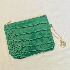 Big Buddha Green Gold Faux Alligator Clutch